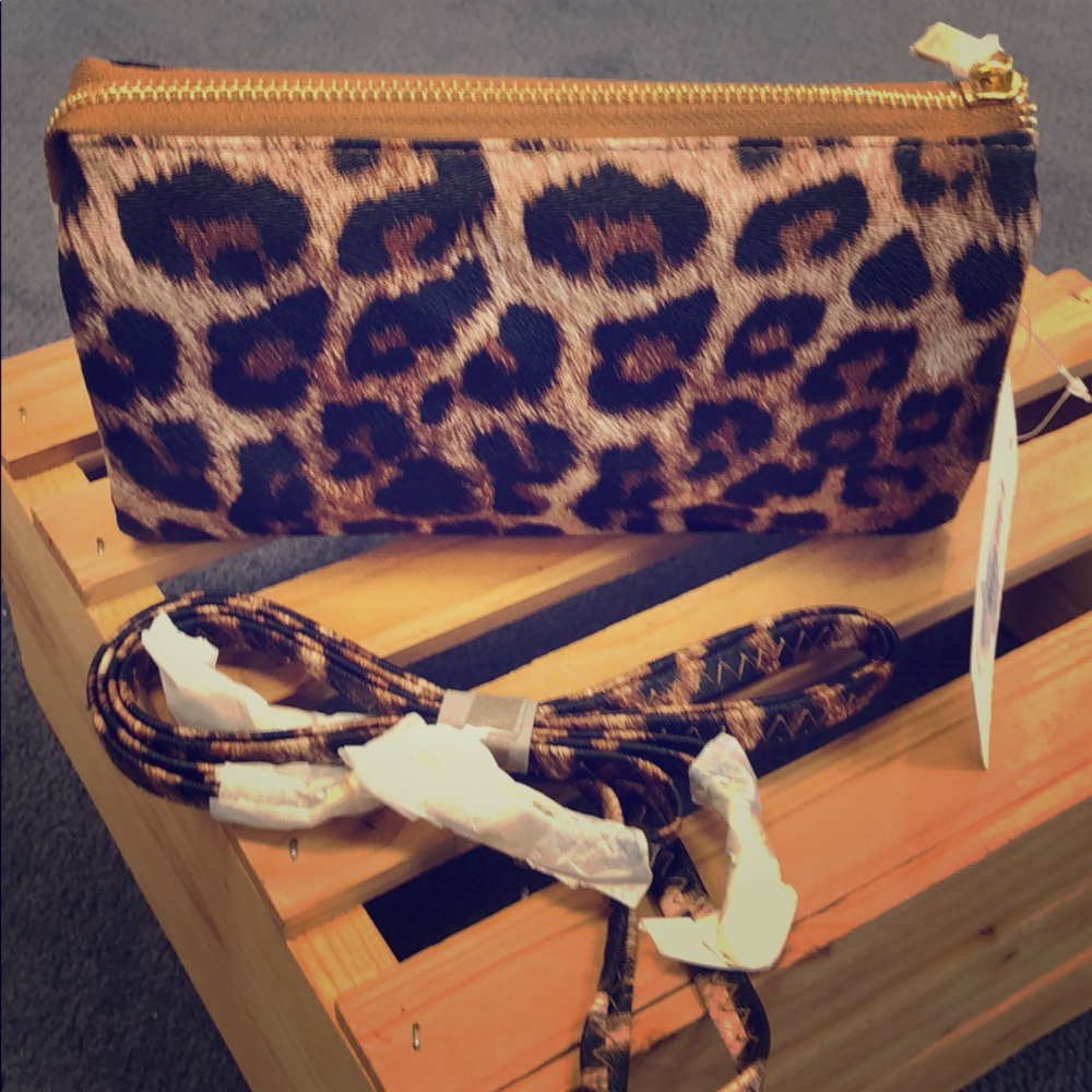 Leopard print clutch/ crossbody bag